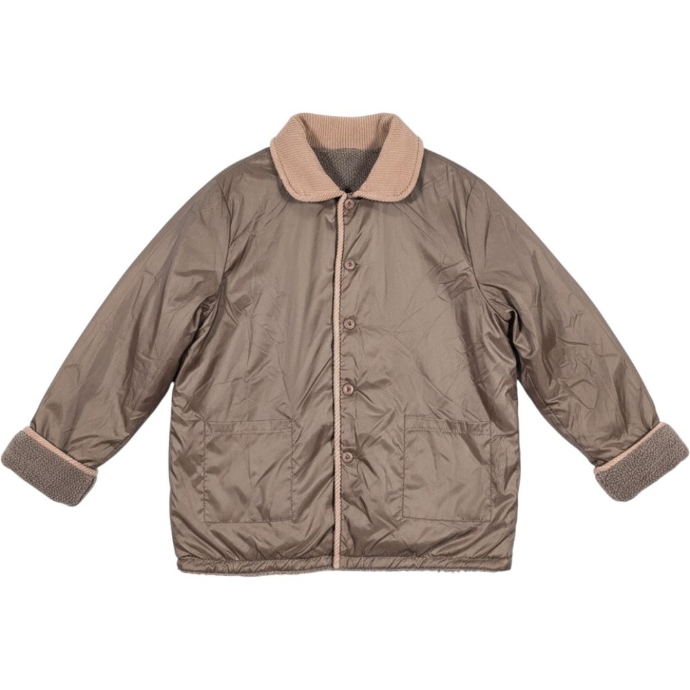 Vtg 80's Tudor Court Jacket Reversible Sherpa Fleece Nylon Women XXL Brown